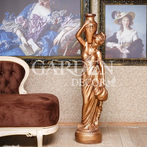 Скульптура декоративная Девушка с кувшинами золотая высота 130см F03092-G - фото 41802