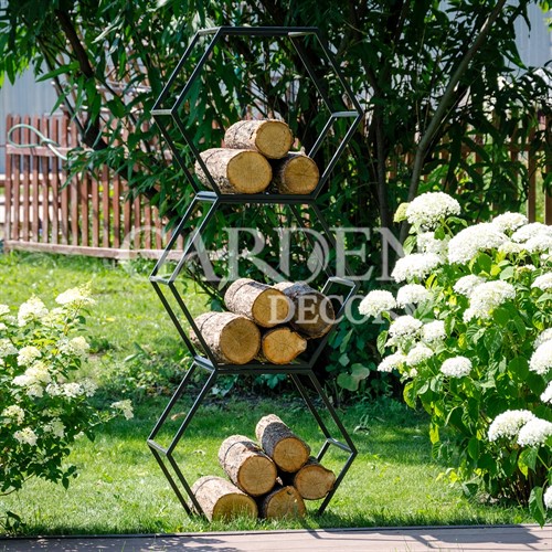 Дровница металл для дачи и дома Лофт Соты 66-916 - фото 42522