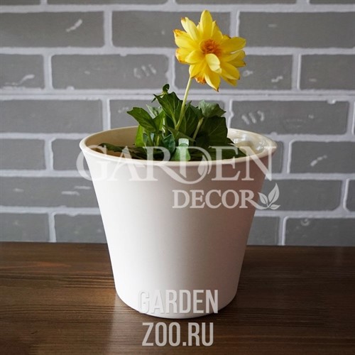 Горшок Лотос 18,7*15,6 ванильный без поддона - фото 49101