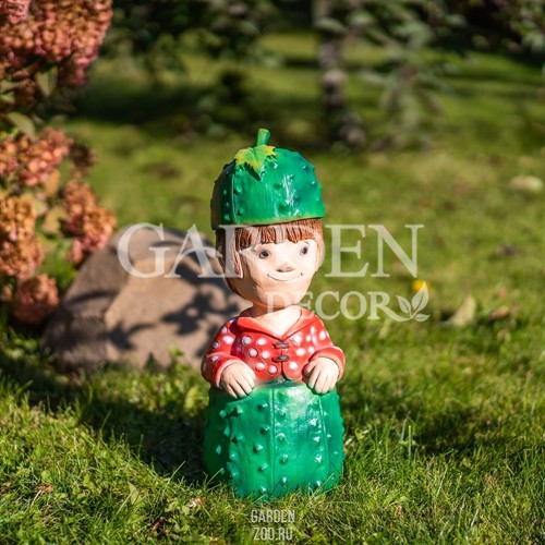 Фигура декоративная Гном Огурчик для сада высота 41см U08993 - фото 53345