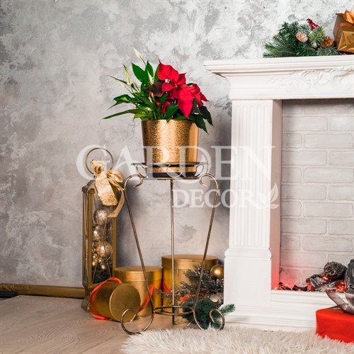 Цветочница напольная на 1 цветок кованая чёрно-золотая 25-012 - фото 58225