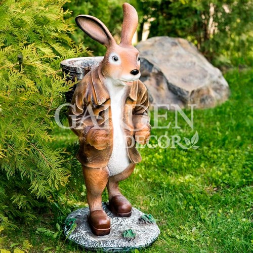 Фигура Заяц коричневый с корзиной на спине для растений F01042-Br - фото 64109