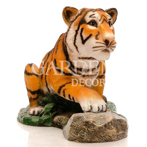 Фигура садовая Тигренок на камне стеклопластик U08923 - фото 67037