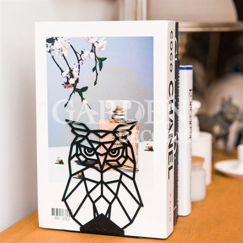 Ограничитель для книг на полке чёрный Сова металл 705-012B - фото 69934