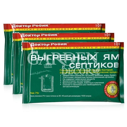 Доктор Робик 109 для выгребных ям и септиков 3 пакета*75г - фото 71025
