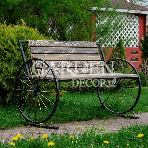 Лавка декоративная для сада и дачи с деревом длина 126см 892-16R - фото 79073