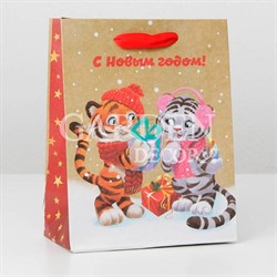 Пакет крафт Новогодний сюрприз 18*23*10см