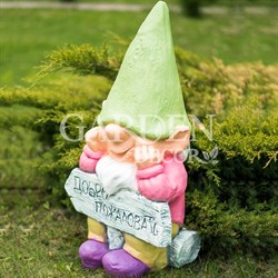 Фигура Гном в зелёном колпаке Добро пожаловать F08370-Gr