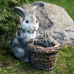 Кашпо для растений садовое Кролик с корзиной F08759-Gray