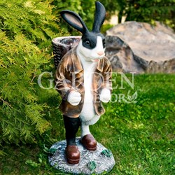 Фигура садовая Заяц с корзиной на спине для растений F01042-WBL