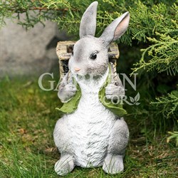 Фигура для сада Зайчик с рюкзачком серый U09092-Gray