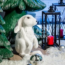 Фигура Заяц Русак флокированный высота 37см FL07436