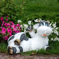 Фигура садовая Корова лежит чёрно-белая длина 40 см F08692