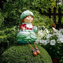 Фигура садовая Гном девочка капустка ножки на верёвочках высота 40 см