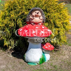 Фигура Ёжик на мухоморе высота 67см полистоун F08589