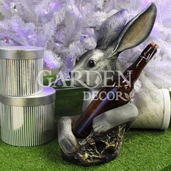 Подставка винная для одной бутылки Заяц серый полистоун U09190-Gray