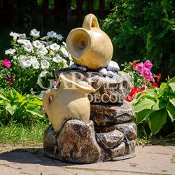 Фонтан садовый Кувшины на камне стеклопластик высота 73см U08168