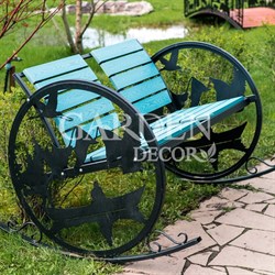 Кресло качалка садовая большая Рыбак металл+дерево 301-002B
