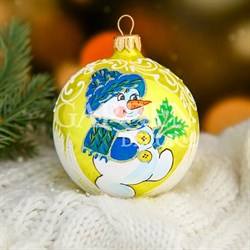 Шар новогодний Снеговик снежный 8,5см