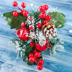 Ветка декор Зимние грезы гранат ягодки красные 15см