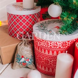 Коробка круглая подарочная Вязка 19,5*22 см