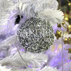 Шар с пайетками 8см серебро