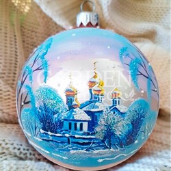 Шар ёлочный Пейзаж морозный 100мм