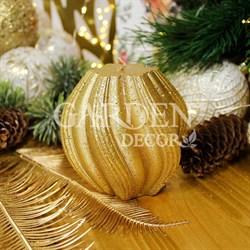 Свеча Шарик рифлёный 75мм золото