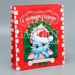 Пакет крафт Новогодние чудеса 26х30х9см
