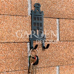 Ключница настенная Дом металл чёрный 2 крючка 701-033B