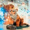 Фигура садовая Тигренок на камне стеклопластик U08923 - фото 58481