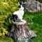 Фигура садовая Заяц на пне чёрно-белый полистоун F07062-WBL - фото 64099