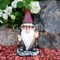 Фигура садовая Гном на пне в шляпе полистоун высота 55см F08404 - фото 74036