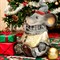 Фигура новогодняя Крыс в шарфе праздничный высота 40см F08670 - фото 85516